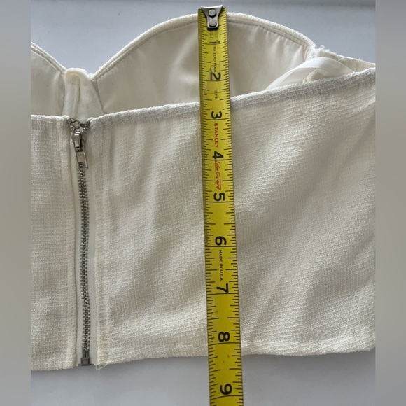 Bustier Tube Top White Pearl Embellished Front Cropped Sweetheart Bustline SZ M - Picture 9 of 9